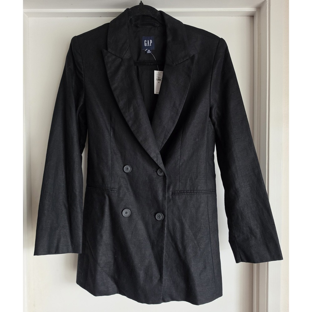Gap Women's XS Black Linen Cotton Blazer Long Sleeve‎ New With Tags